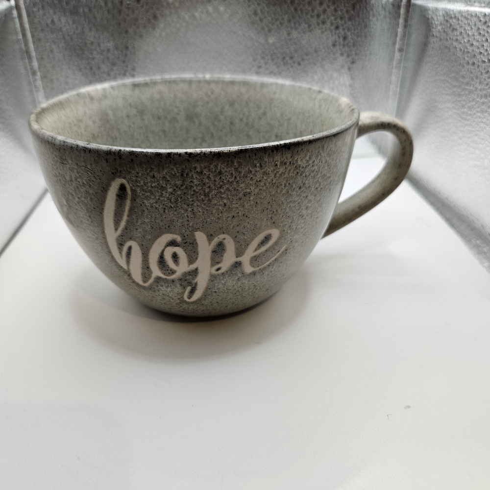 Gray Speckled Mug with 'Hope' Inscription By Signature